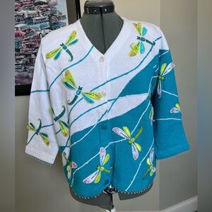 Design Options M Philip Jane Gordon Dragonfly Sweater Cardigan Mother Day Easter